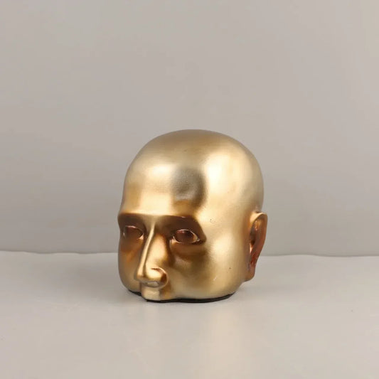 DecorBites™ Golden Head Half Face Resin Sculpture Abstract Portrait Home Decor Figurine