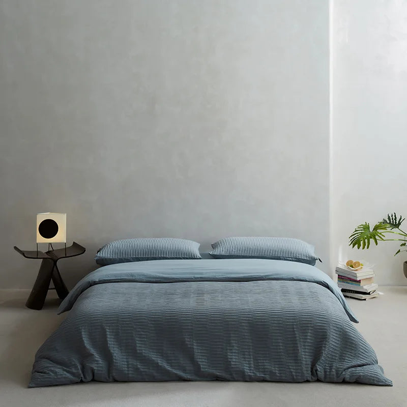 طقم أغطية سرير DecorBites™ مصنوع من خيوط إسفنجية قطنية 100% بتصميم جاكار بلون واحد