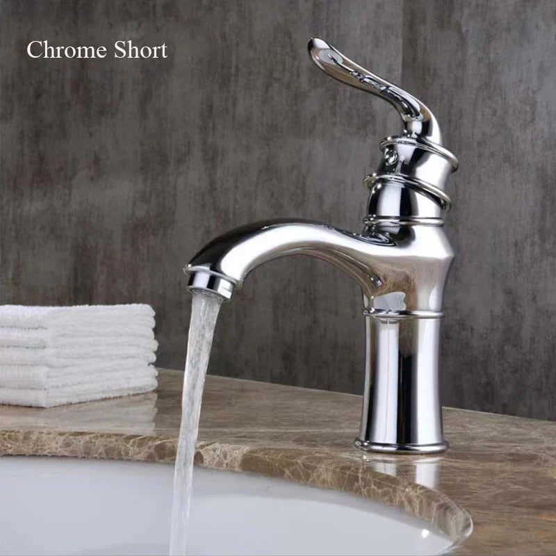 Grifo de Lavabo de Oro de la Cuenca Decorbites™ Moderno para Baño Accesorio de Cocina con Mango Único