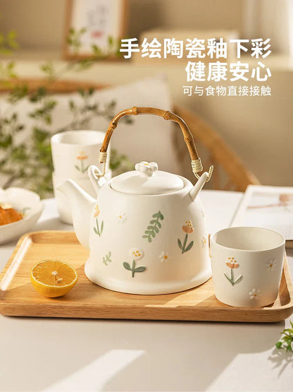 DecorBites™ Daisy Teapot Set: New Wedding Gift Souvenir Tea Set in Branded Gift Box