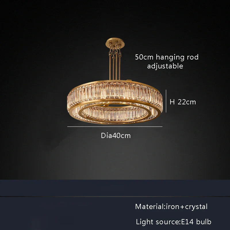 Decorbites™ Lámpara de Araña de Techo de Cristal Dorado LED para Decoración de Hogar de Lujo