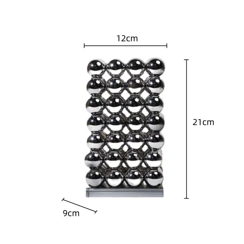 ديكوربايتس™ مزهرية زجاجية على شكل كرة بلورية هندسية فضية، إكسسوارات ديكور منزلي