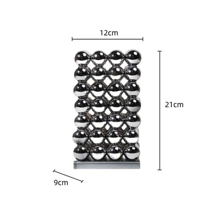 ديكوربايتس™ مزهرية زجاجية على شكل كرة بلورية هندسية فضية، إكسسوارات ديكور منزلي
