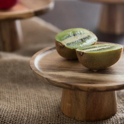 DecorBites™ Elevated Wooden Cake Plate | Stylish and Functional Food Serving Trays
