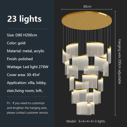DecorBites™ Acrylic LED Chandelier: Modern Light Luxury Dimmable Pendant for Living Room-Elegant Lighting Fixtures