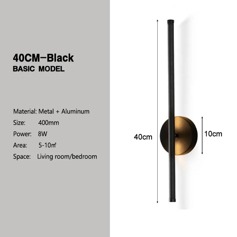 Apliques de pared LED DecorBites™ con rotación de 360° para fondo de sofá, color negro.