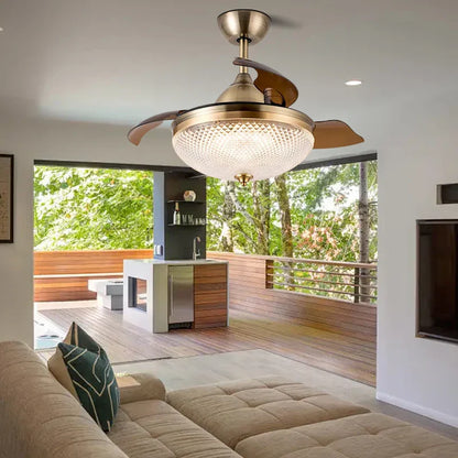 DecorBites™ Brushed Copper LED Ceiling Fan with Remote Control - 6 Speeds