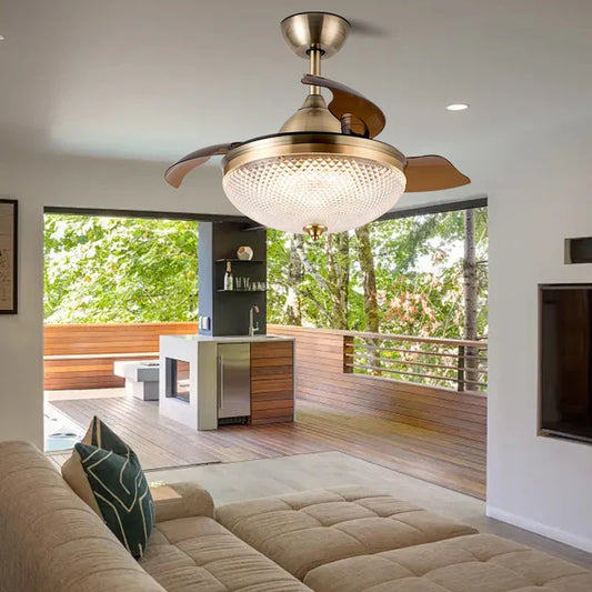 DecorBites™ Brushed Copper LED Ceiling Fan with Remote Control - 6 Speeds