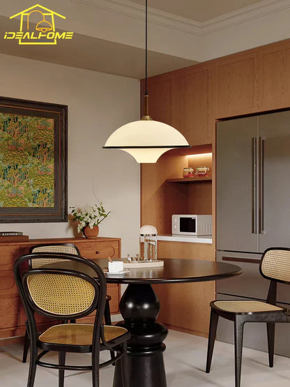 Lámpara colgante DecorBites™ francesa medieval con forma de platillo, LED E27, de diseño acrílico.