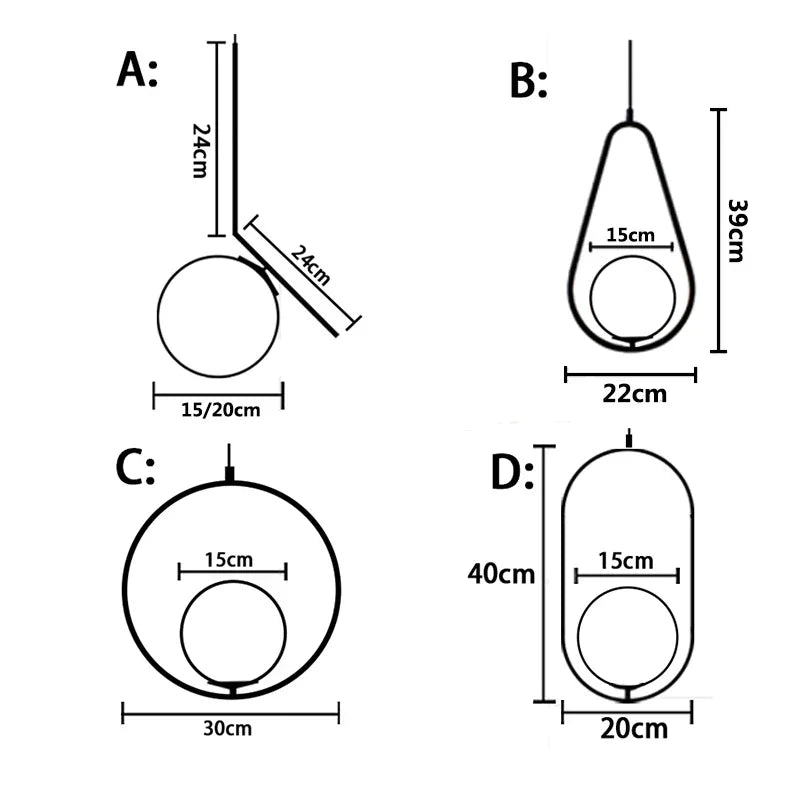 Lámpara colgante LED de bola de cristal DecorBites™ para bares y restaurantes - Estilo nórdico
