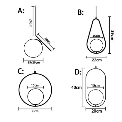 Lámpara colgante LED de bola de cristal DecorBites™ para bares y restaurantes - Estilo nórdico