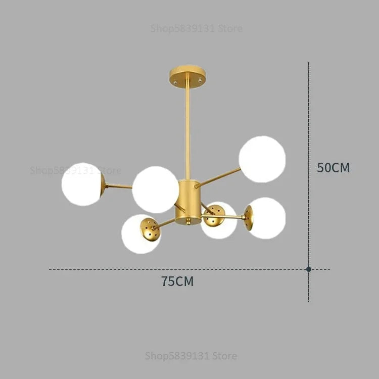 DecorBites™ Glass Ball Pendant Lights Modern Nordic Chandelier LED Living Room Decor