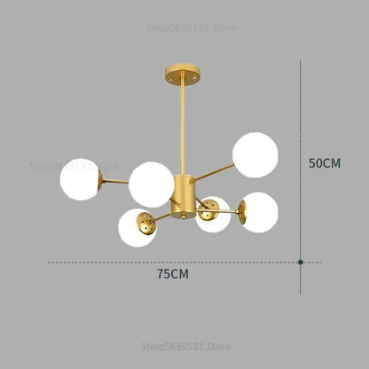 DecorBites™ Glass Ball Pendant Lights Modern Nordic Chandelier LED Living Room Decor