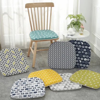 Decobites Cotton Hemp Dining Chair Cushion - Nordic Print, Non-Slip, Comfortable Office & Living Decor