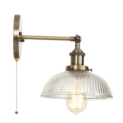 Decorbites™ Glas-Industrie-LED-Wandleuchte mit Zugschalter, Vintage-Nachttischlampe