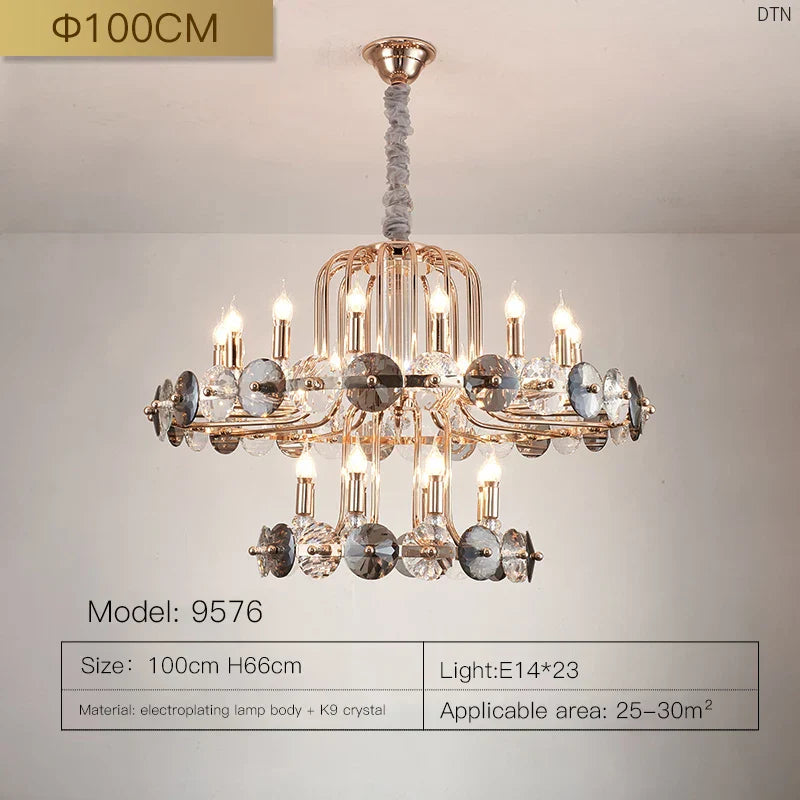 DecorBites™ Crystal Living Room Chandelier: Luxury European Designer Lighting Fixtures
