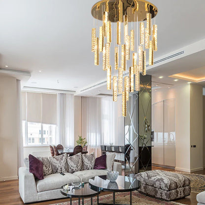 DecorBites™ Large Crystal Luxury Chandelier for Living Room Dining Hall Stair Suspension