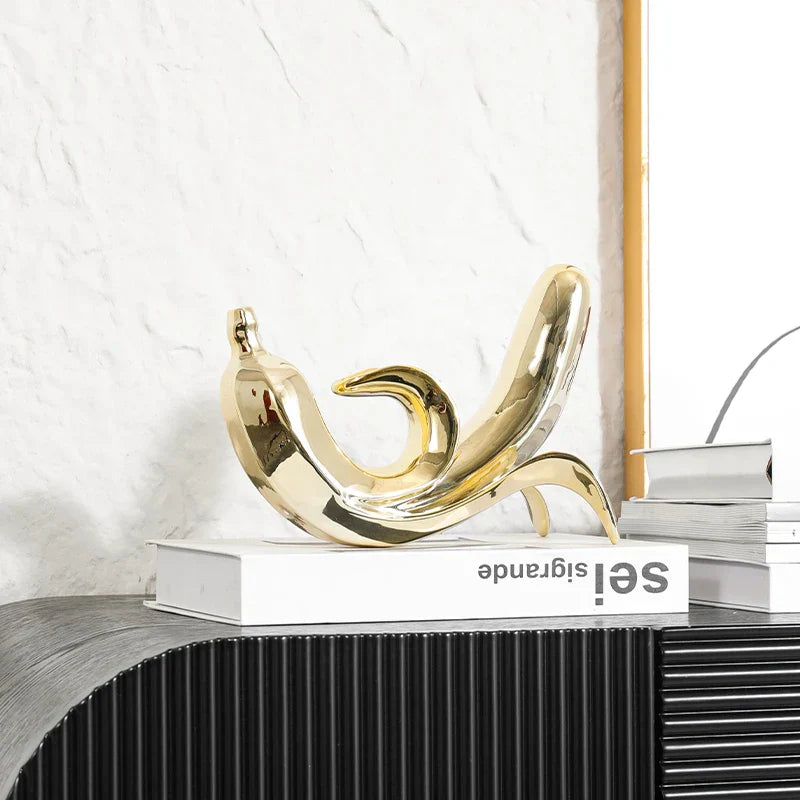 DecorBites™ Golden Banana Figurine Resin Decorative Statue Home Décor Figurine