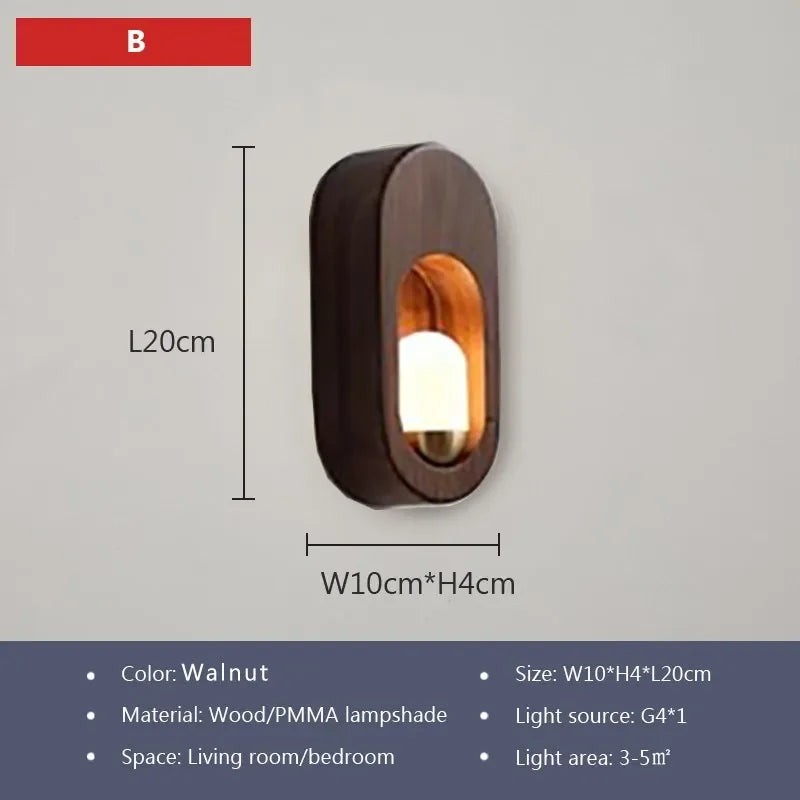 DecorBites™ LED Wooden Wall Lamp for Bedroom Living Room Study Aisle Home Lighting