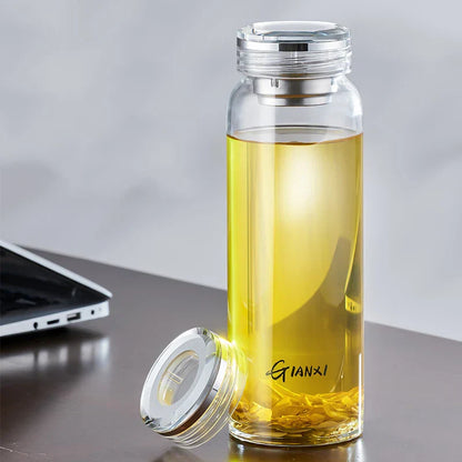 DecorBites™ Glass Tea Bottle with Strainer and Lid