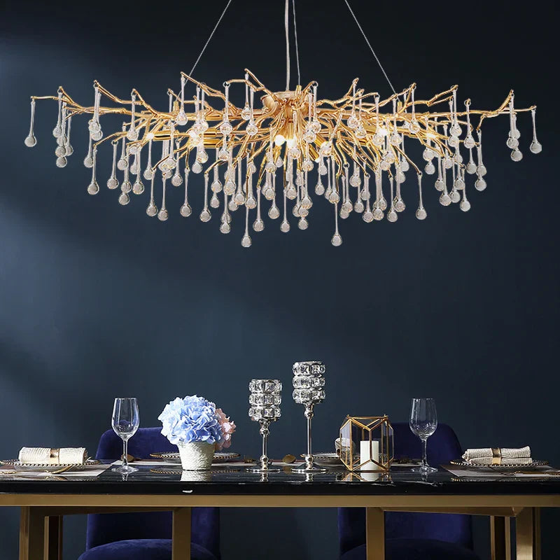 DecorBites™ Elegant Gold Crystal Chandelier for Modern Luxury Living Spaces