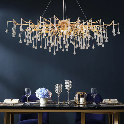 DecorBites™ Elegant Gold Crystal Chandelier for Modern Luxury Living Spaces