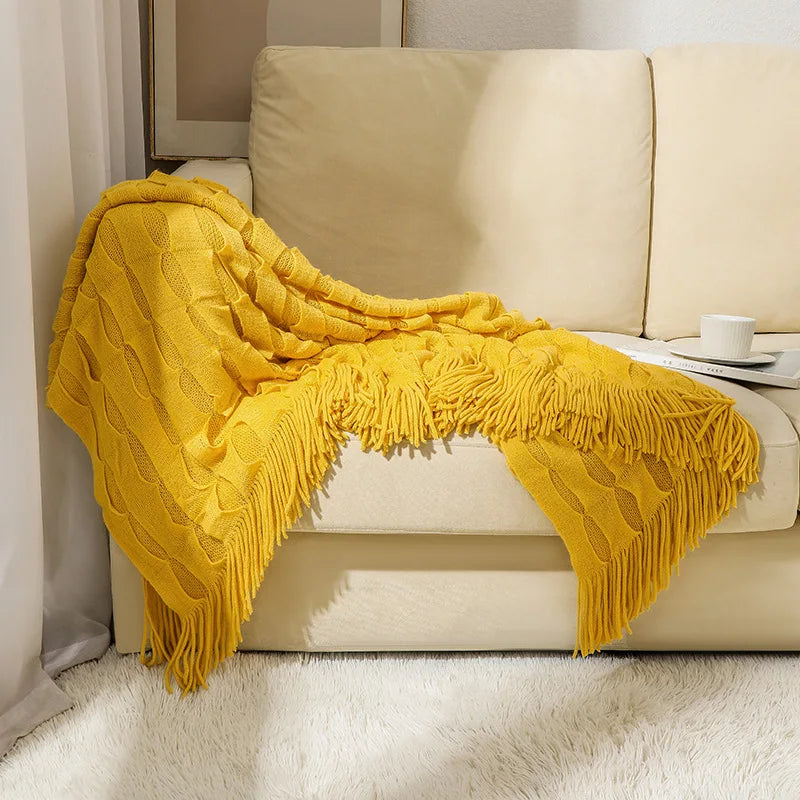 DecorBites™ Knitted Geometric Throw Blanket