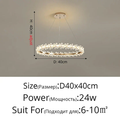DecorBites™ Crystal Ring LED Chandelier: Modern Luxury Pendant Lamp for Home Decor