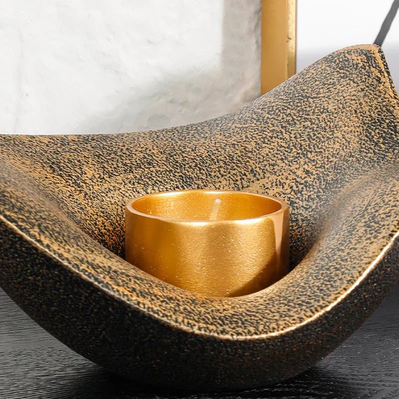 DecorBites™ Gold Geometric Candlestick Bowl - Elegant Home Decor & Centerpiece