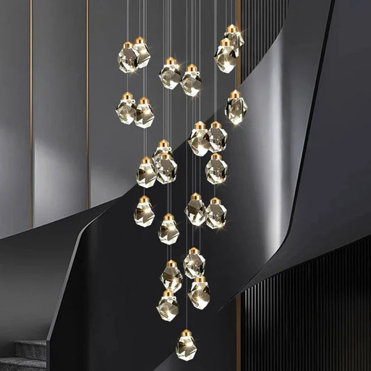 DecorBites™ Crystal Chandelier Stair Pendant Light Modern Living Room Interior Lighting