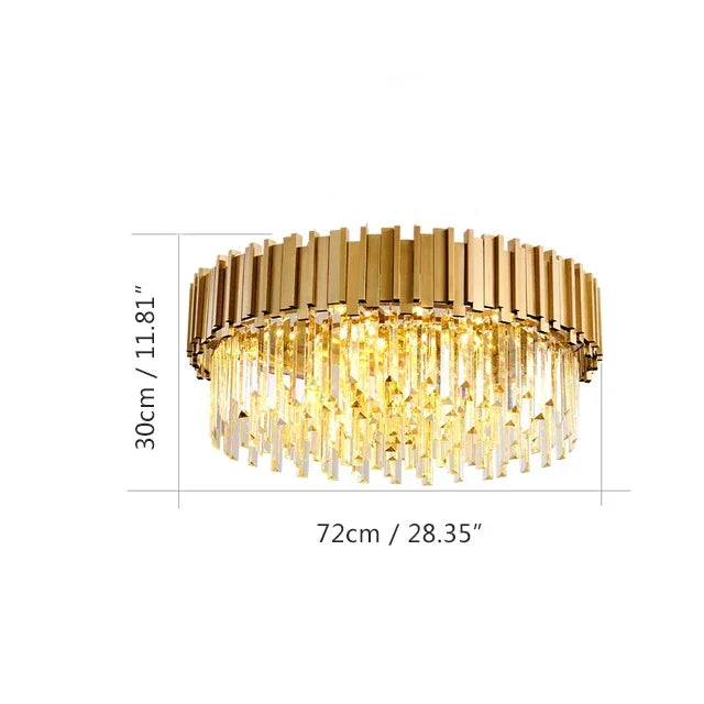DecorBites™ Golden Stainless Steel Crystal Chandelier: Modern Round LED Light for Dining Room