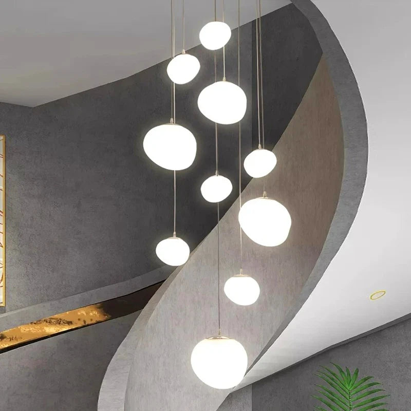 Modern Brushed Stainless Acrylic Multi-Head Pendant Light