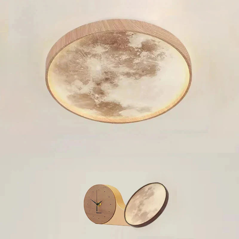 DecorBites™ LED Moon Wood Ceiling Light 26/34CM Walnut Decor - Bedroom Living Room Home Illumination