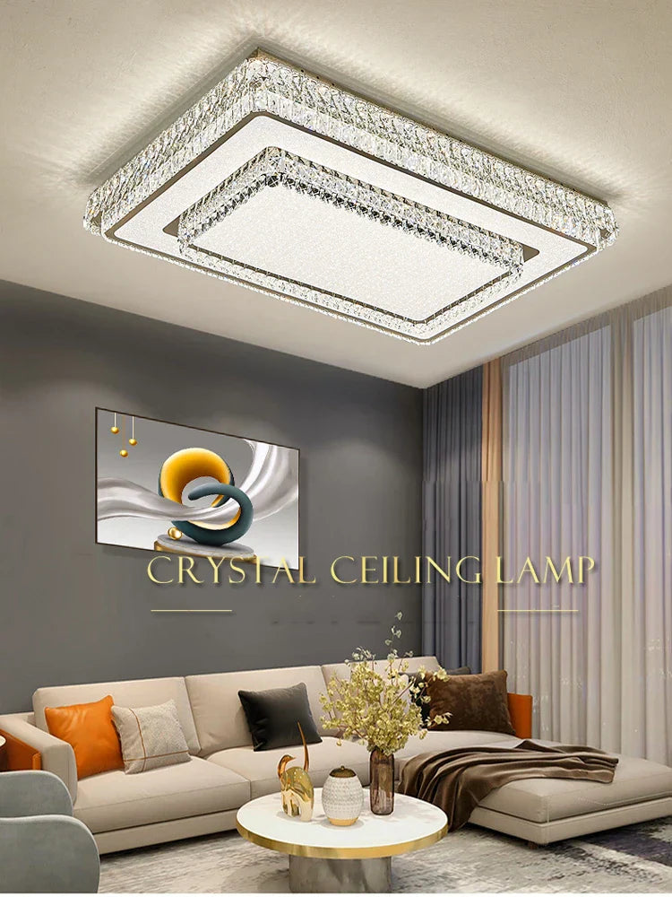 DecorBites™ Crystal LED Ceiling Lamp 2024: Luxury Minimalist Bedroom Lights
