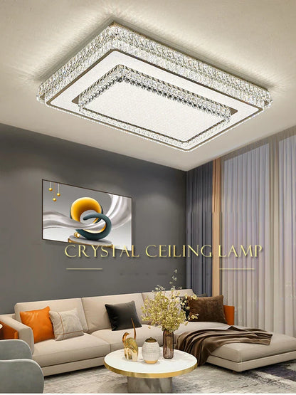 DecorBites™ Crystal LED Ceiling Lamp 2024: Luxury Minimalist Bedroom Lights
