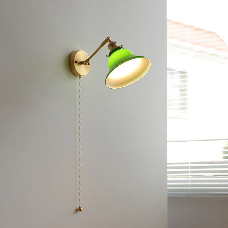 Decorbites™ Grünes Loft LED Wandlicht: Vintage Nachttischlampe, Oben Unten Drehbares Glas, Zugkettenschalter