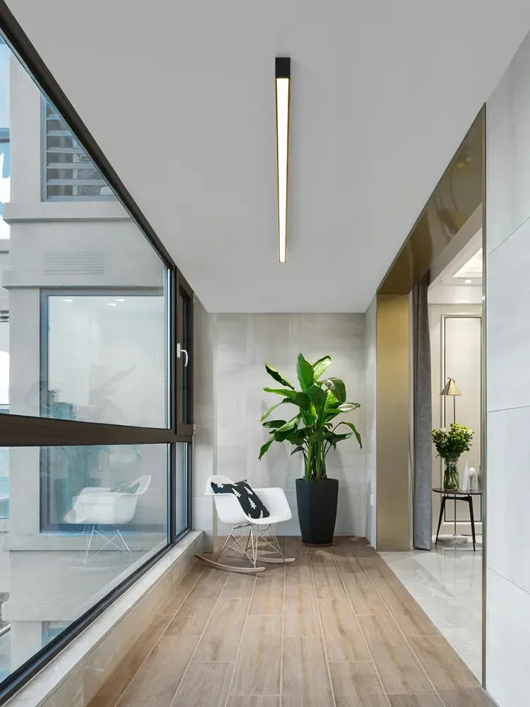 مصباح سقف LED خطي أسود من DecorBites™ لغرفة المعيشة والممر وغرفة الطعام