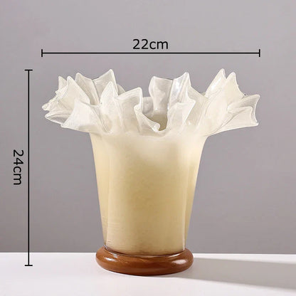 DecorBites™ Lotus Leaf Edge Glass Vase: Table Flower Arrangement Room Decor Aesthetic