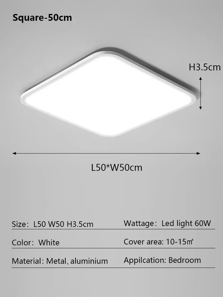 DecorBites™ LED Ceiling Light: Nordic Style Ultra Thin Square Lamp for Living Room and Bedroom