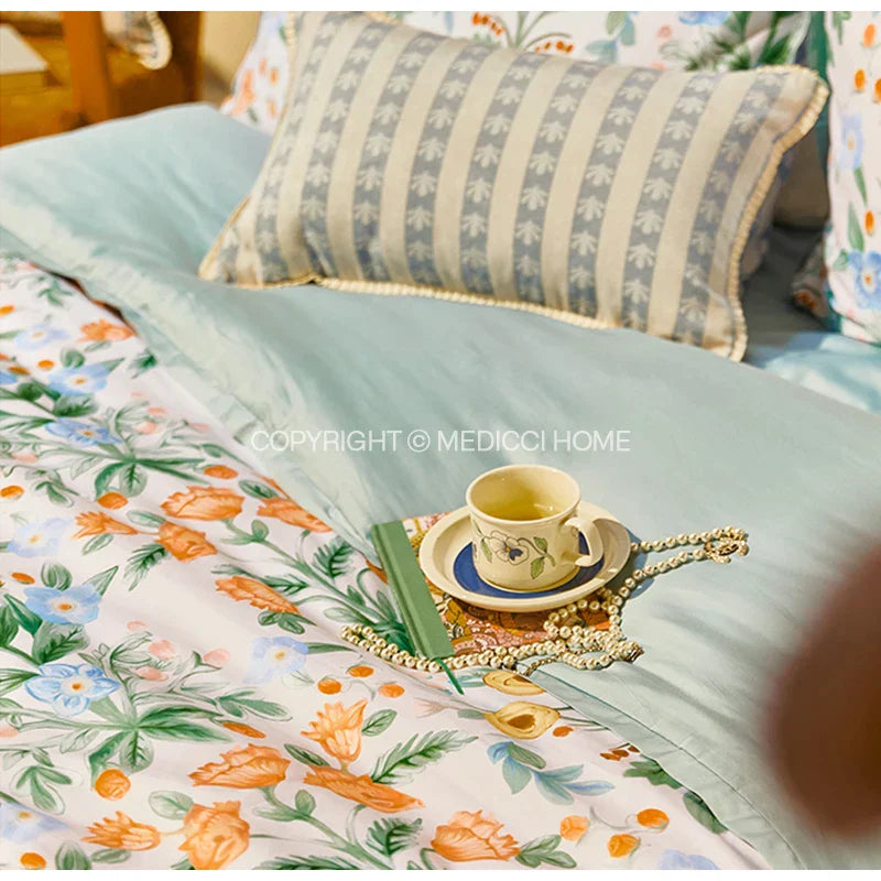 Funda de cojín lumbar DecorBites™ con estampado floral pastoral francés, 30 x 50 cm, textura de tela de lujo.