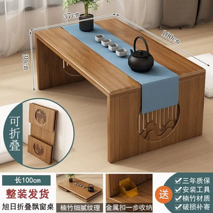 DecorBites™ Bamboo Folding Table: Japanese Style, Bedroom & Study Essential, Durable Design