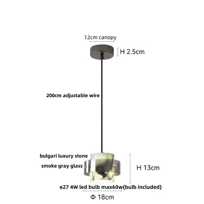 DecorBites™ LED Pendant Lights Bulgari Stone Adjustable Steel Hang Lamp Lighting
