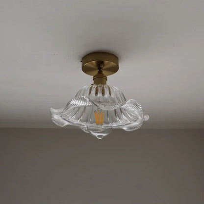 DecorBites™ Green Flower Glass LED Ceiling Light Fixture - Nordic Modern Design