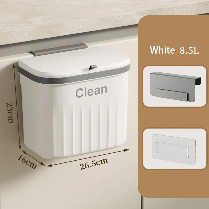DecorBites™ Kitchen Cabinet Hanging Trash Can with Lid and Large Capacity