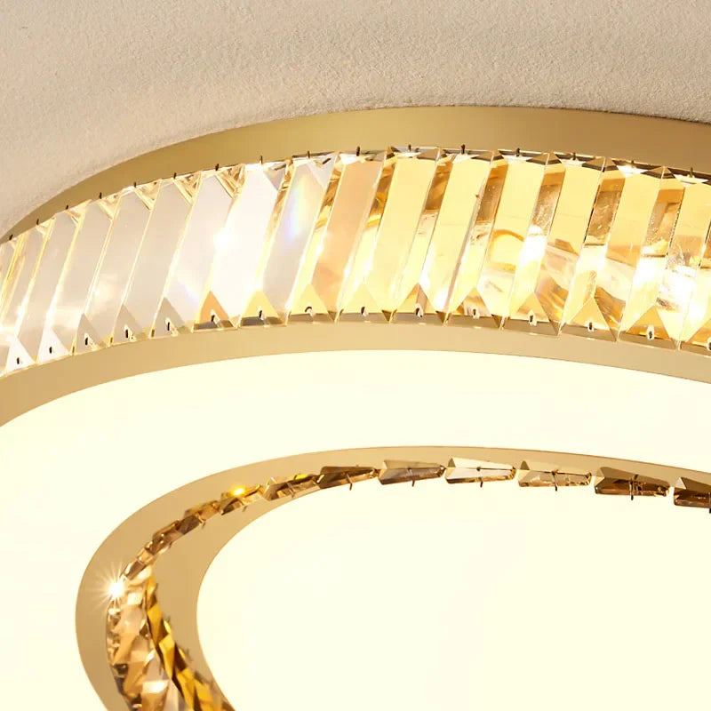 DecorBites™ Gold Crystal Double Layer Ceiling Chandelier LED Lamp Modern Luxury Home Decor