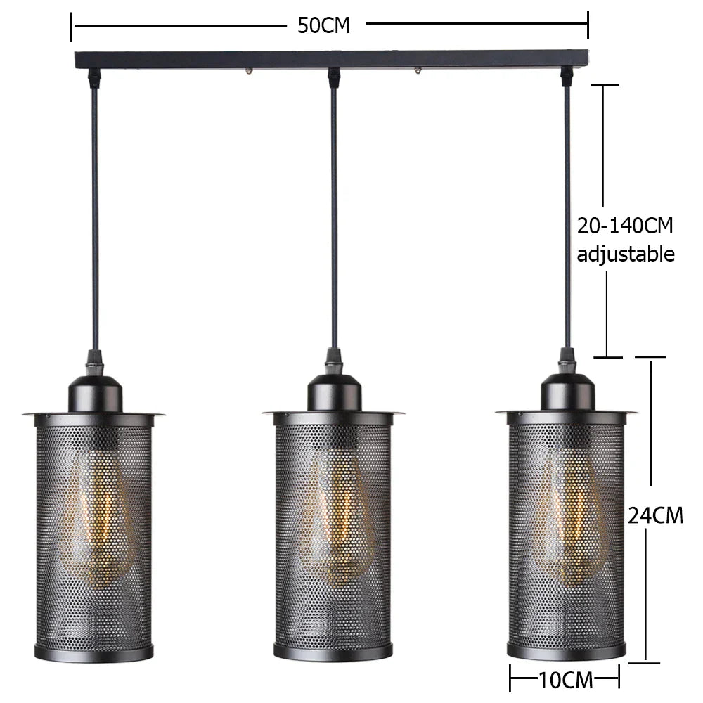 DecorBites™ Industrial Nordic Black Iron Cage Pendant Light Loft Hanging Lamp