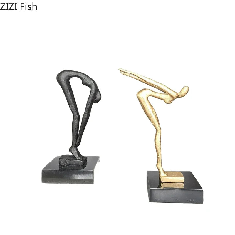 DecorBites™ Gymnast Statue Desk Ornament Metal Sculpture Room Decor