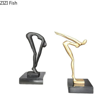 DecorBites™ Gymnast Statue Desk Ornament Metal Sculpture Room Decor