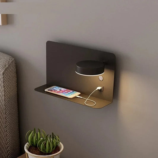 DecorBites™ LED Shelf Wall Lamp with USB Charging Port & Switch
