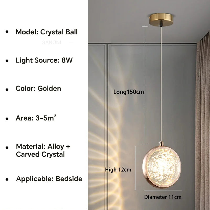 Lámpara de araña de bola de cristal DecorBites™ - Lámpara colgante de lujo para dormitorio y sala de estar